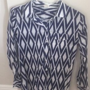 Cotton blue and white top